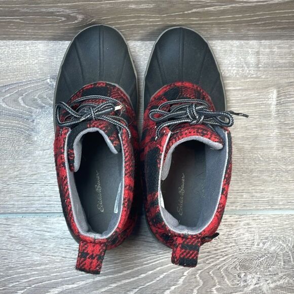 Eddie Bauer Hunt Pack Mid Red Plaid Women’s Sz 7.5 Waterproof Lace Up Duck Boots - Picture 5 of 11